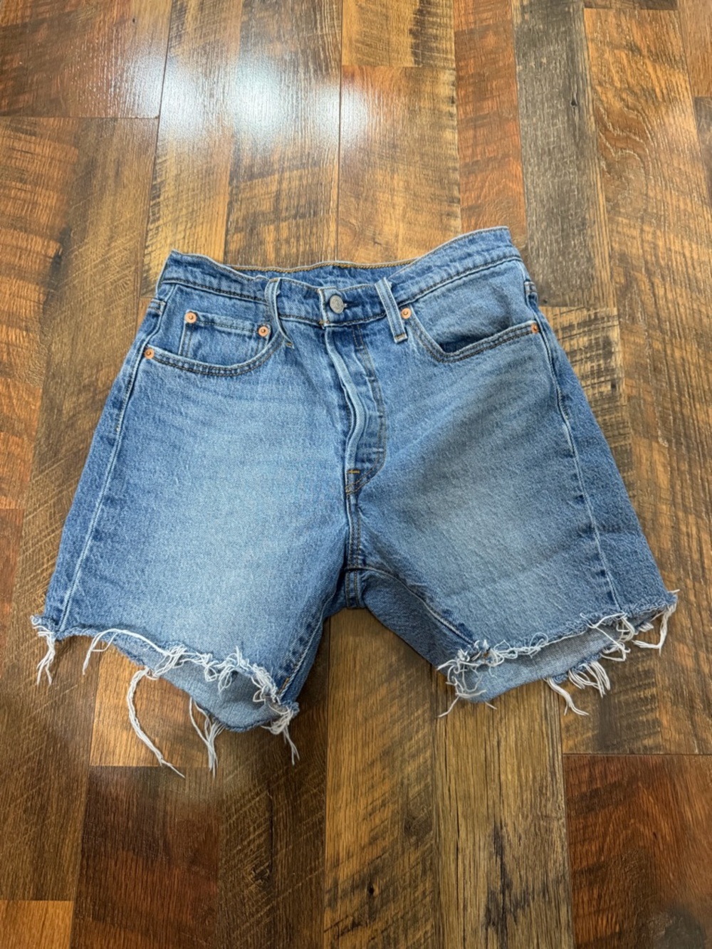 Levi's Light Blue Distressed Denim Cutoff Shorts